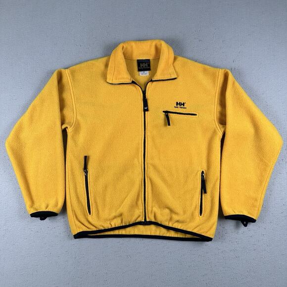Vintage Helly Hansen Fleece Jacket Men’s Medium Yellow Full Zip Embroidered Logo - Picture 1 of 16